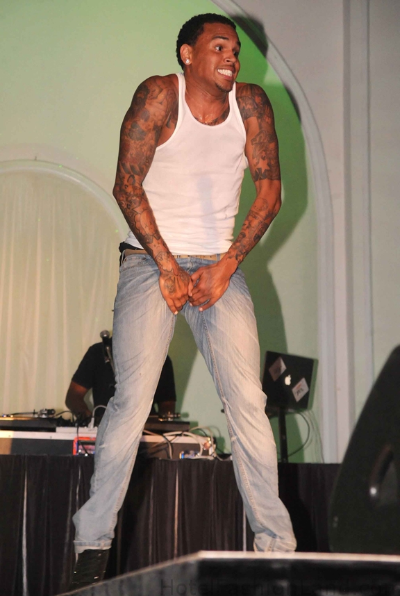 Chris Brown performs at the premiere after party of Screen Gems' "...