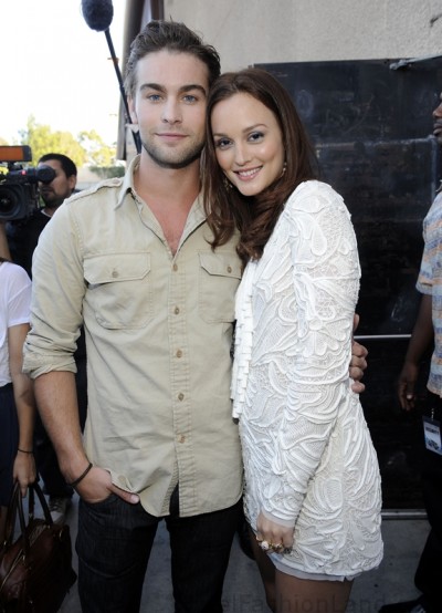 Chase Crawford and Leighton Meester backstage